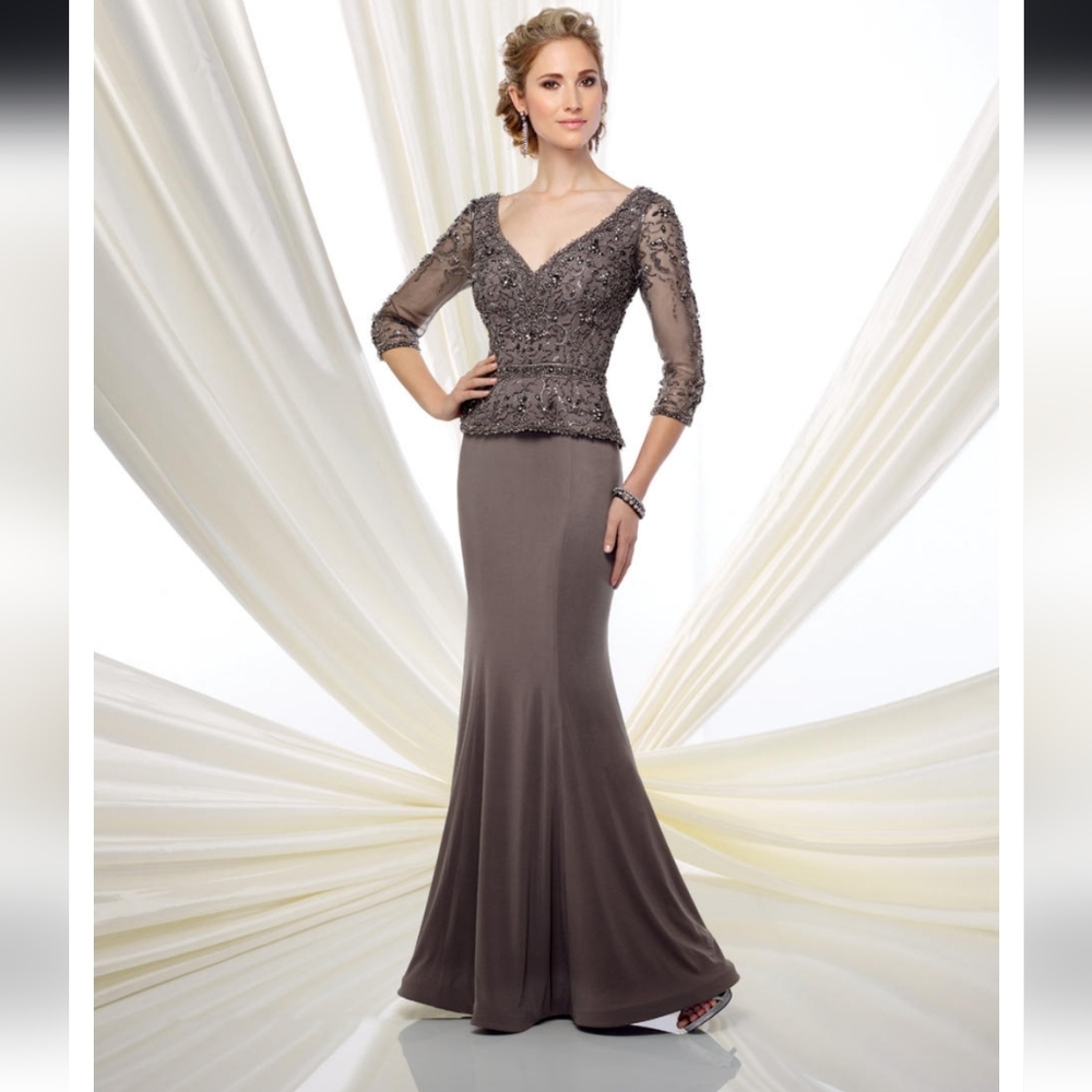 Mon Cheri Elegant Brown Evening Gown